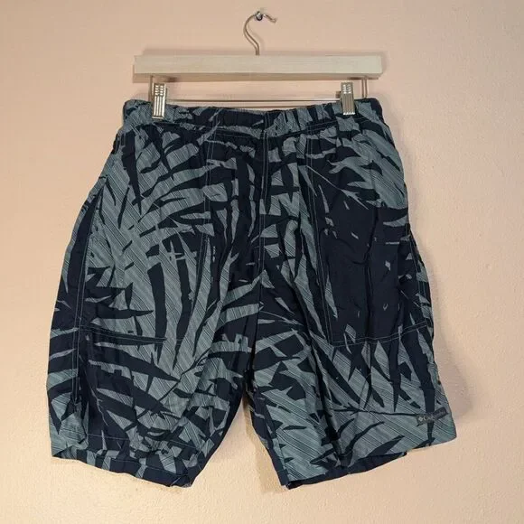 ⭐Columbia Men's Swim Shorts Blue Navy Palm Print Hidden Pocket Size Medium⭐ - Picture 2 of 12